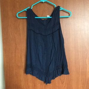 Navy open back crop top